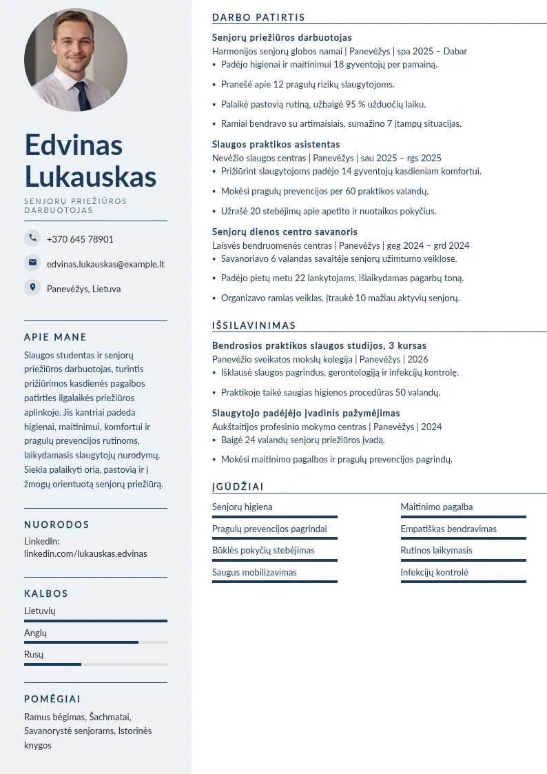 Senjorų priežiūros CV
