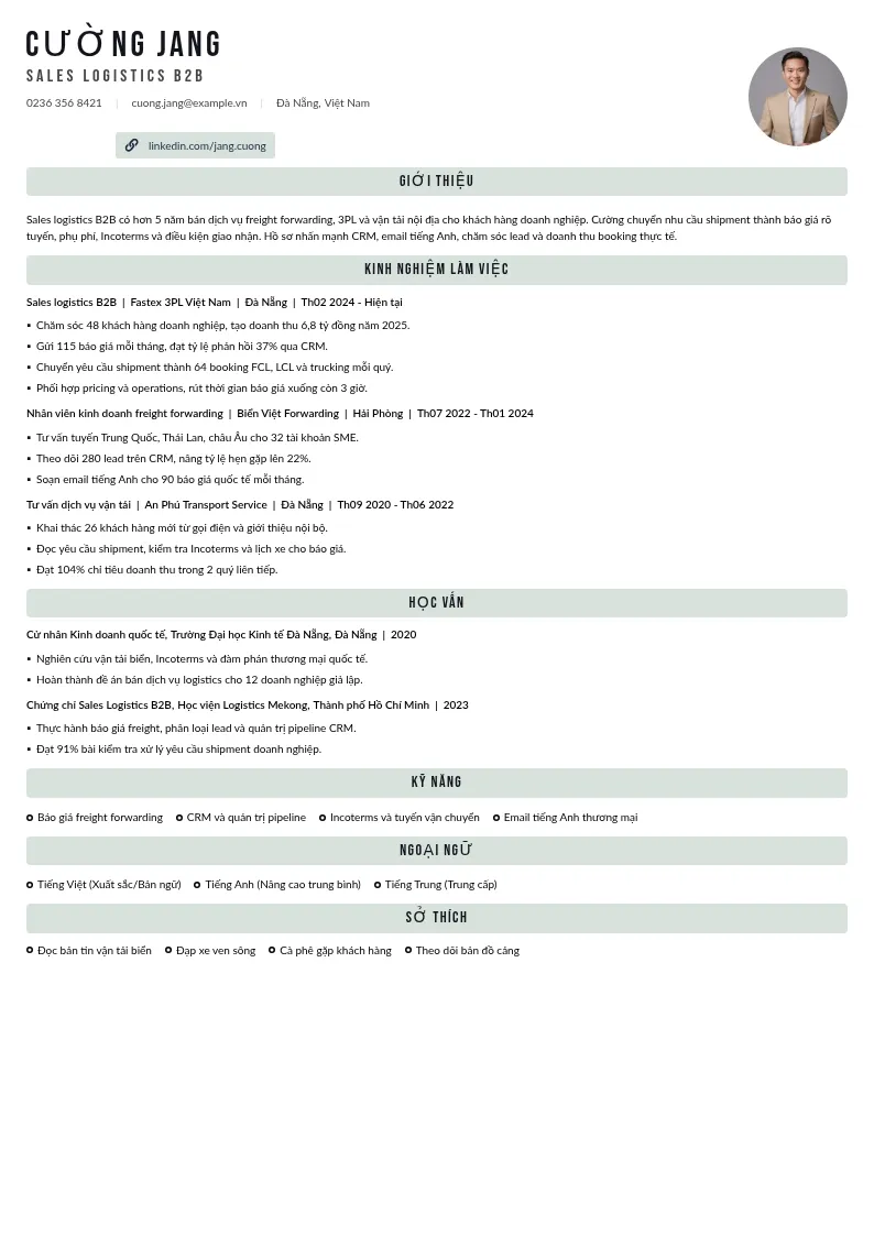 CV sales logistics B2B
