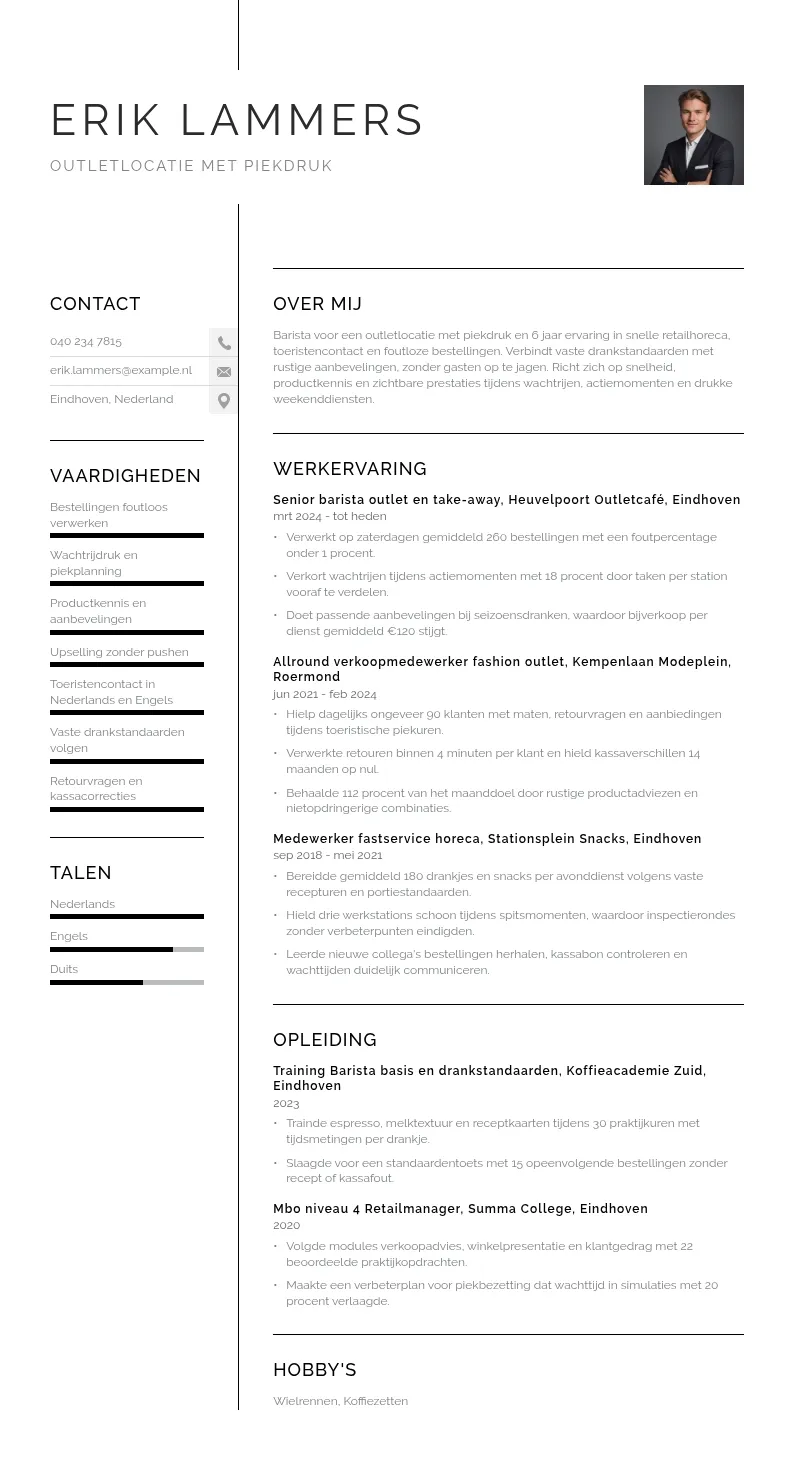 Outletlocatie met piekdruk