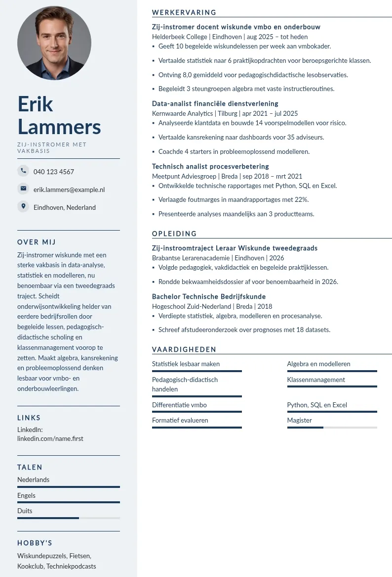 Zij-instromer met vakbasis