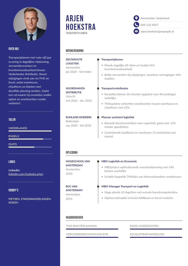 Cv-voorbeeld transportplanner