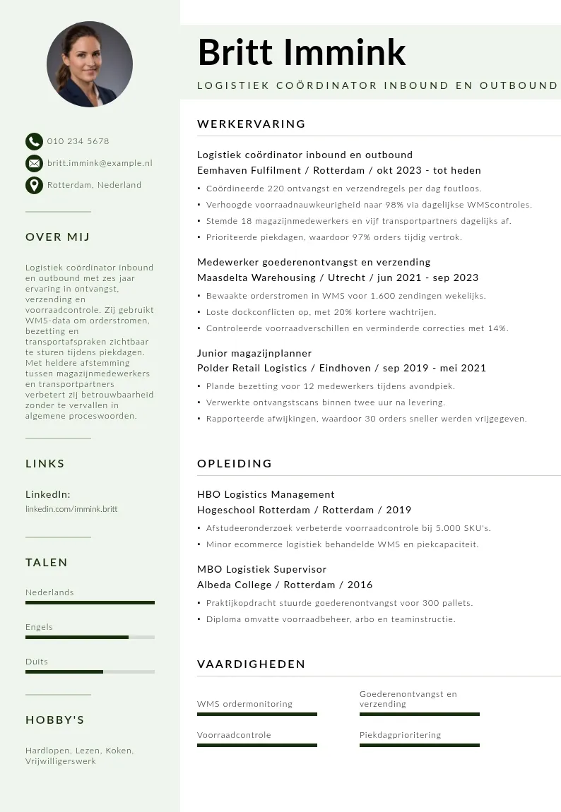 Cv-voorbeeld inbound en outbound
