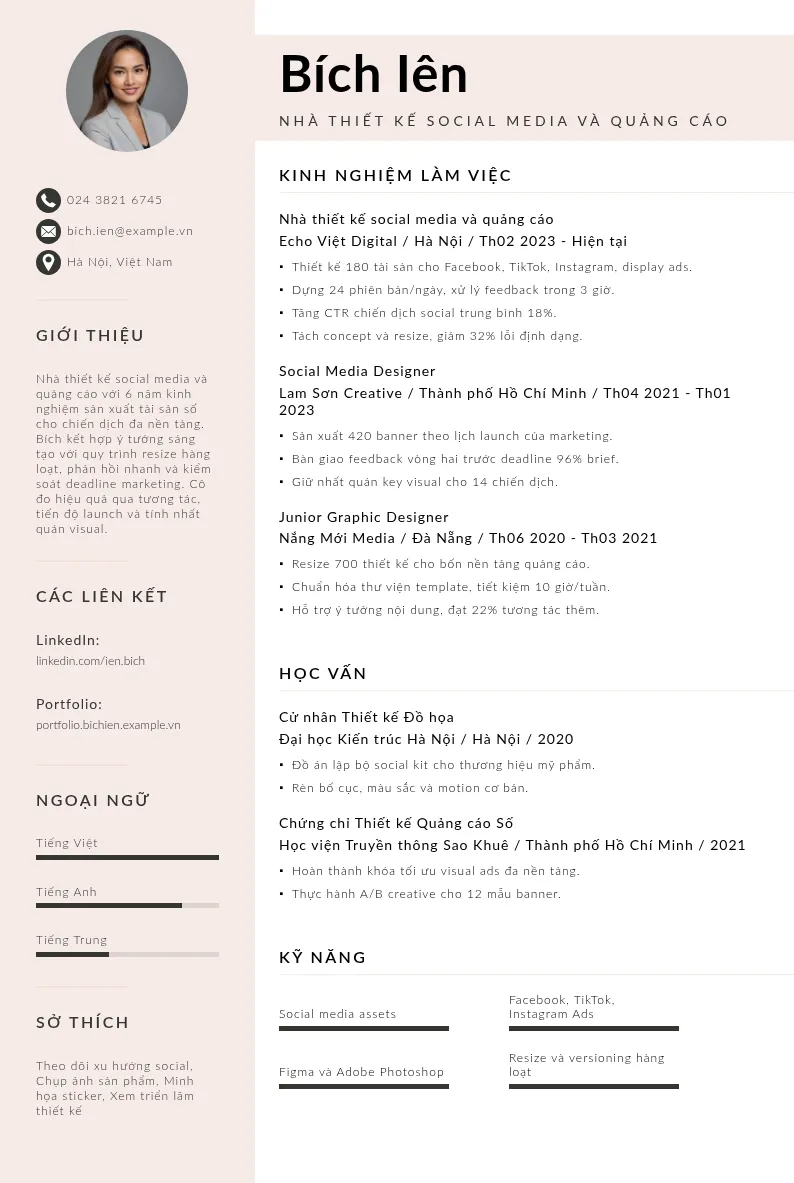 CV social media & quảng cáo