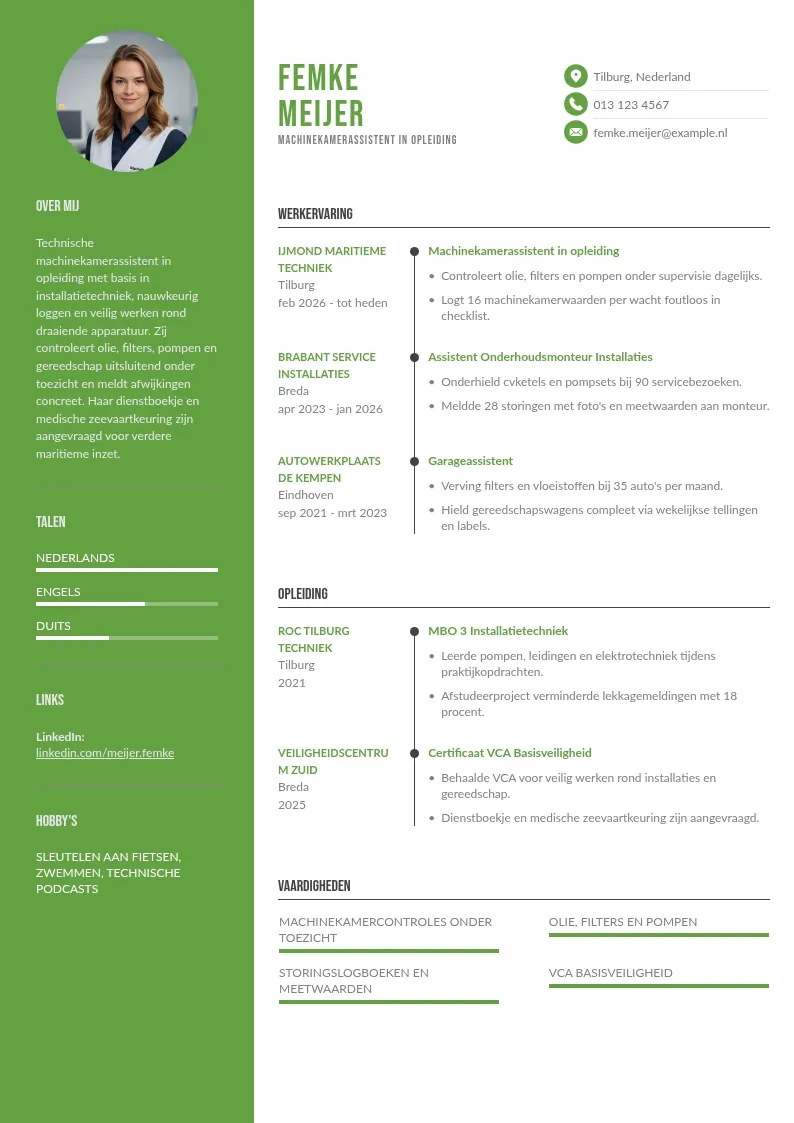 Machinekamerassistent in opleiding