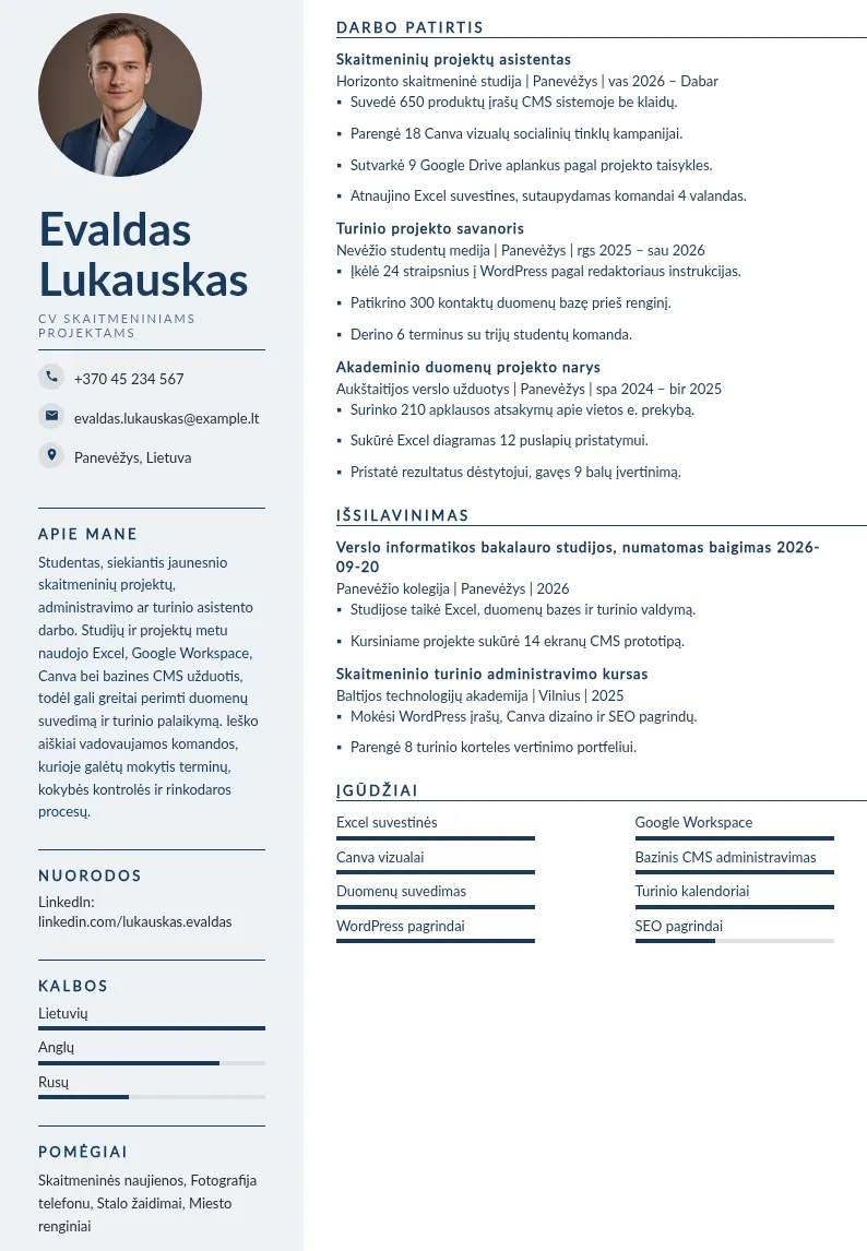 CV skaitmeniniams projektams
