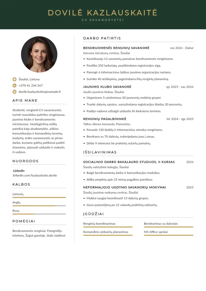 CV savanorystei