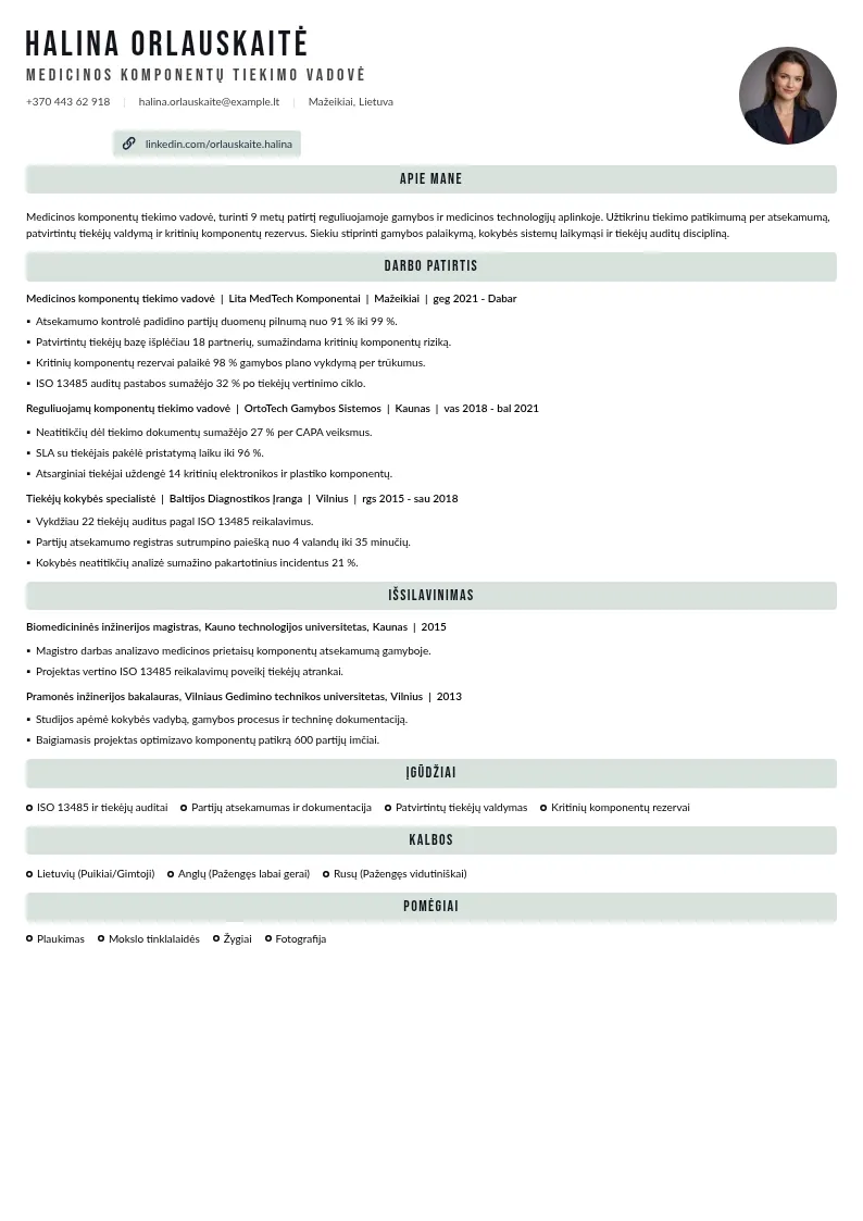 Medicinos komponentų tiekimas