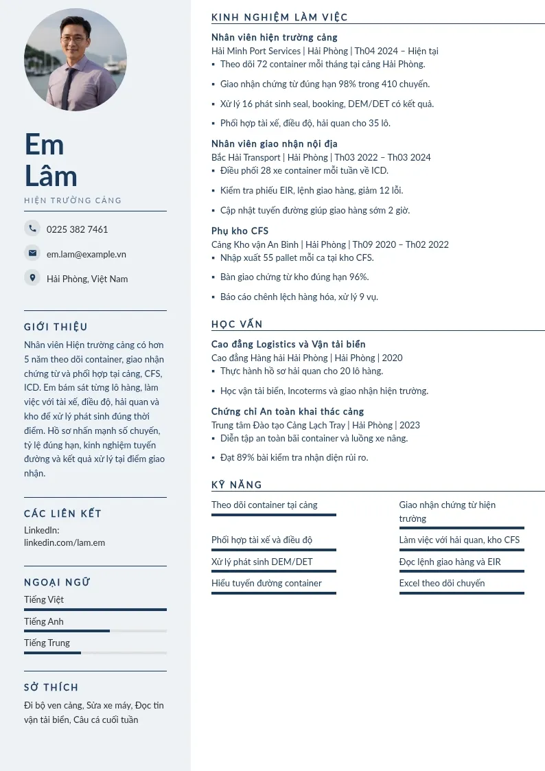 CV hiện trường cảng