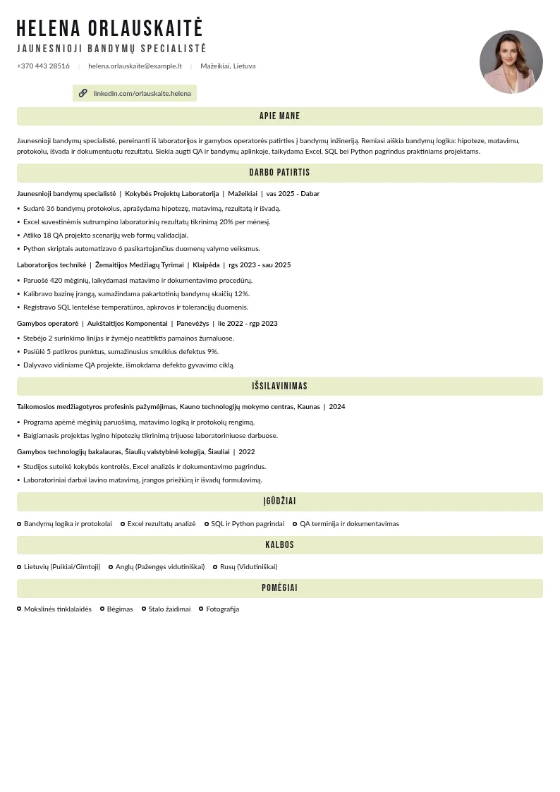 Junior perėjimas iš laboratorijos