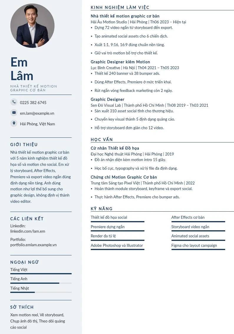 CV motion graphic cơ bản