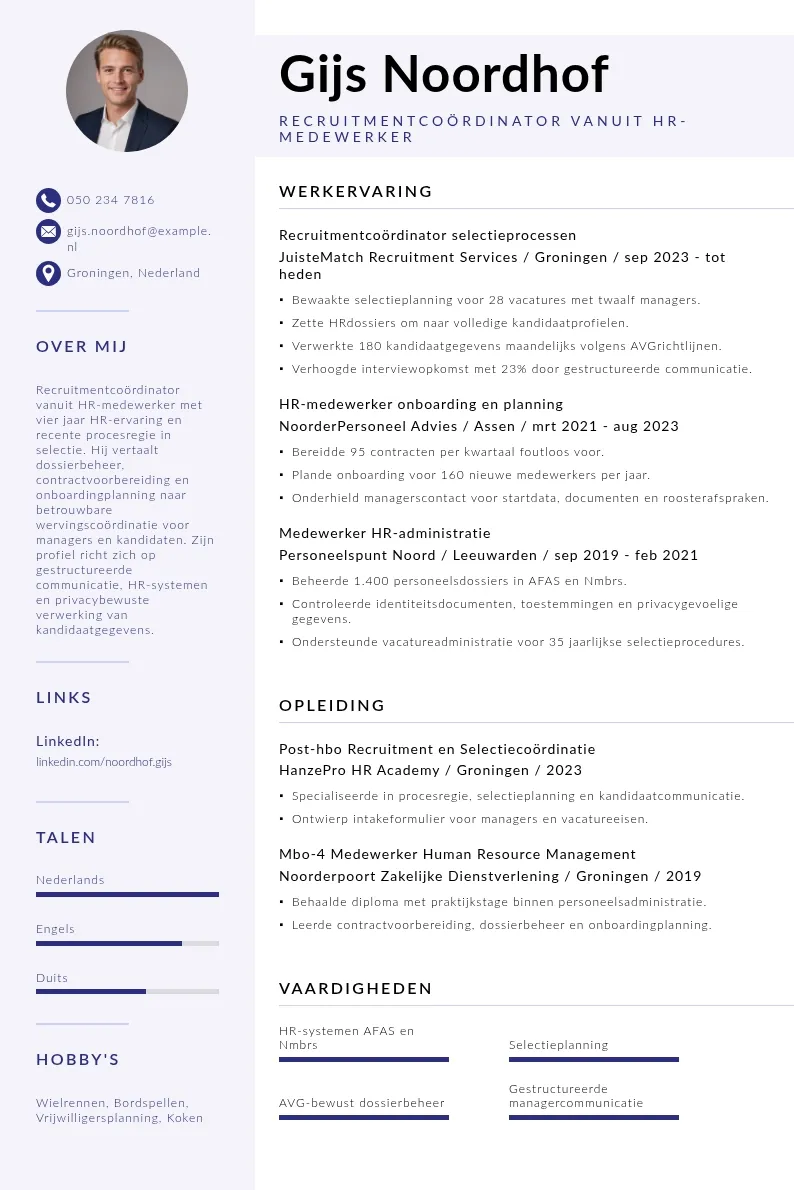 HR-medewerker naar recruitmentcoördinatie