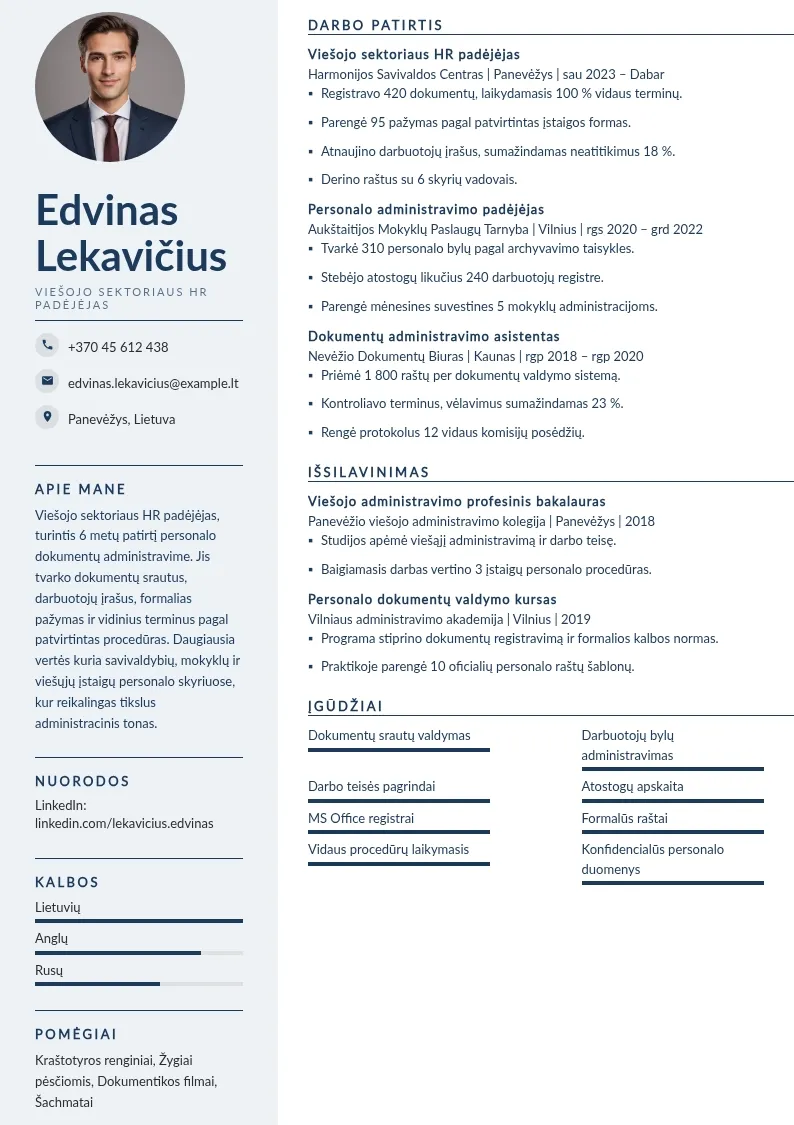 CV viešajam sektoriui
