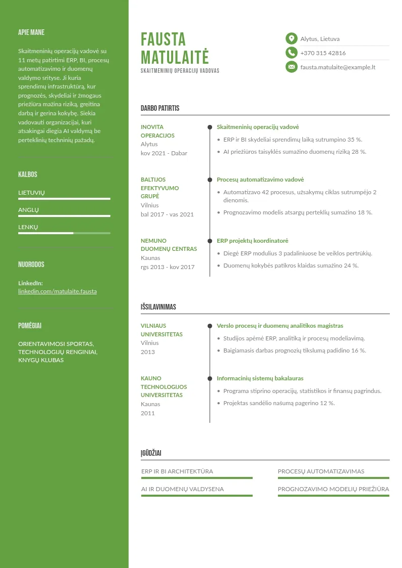 Skaitmeninių operacijų CV