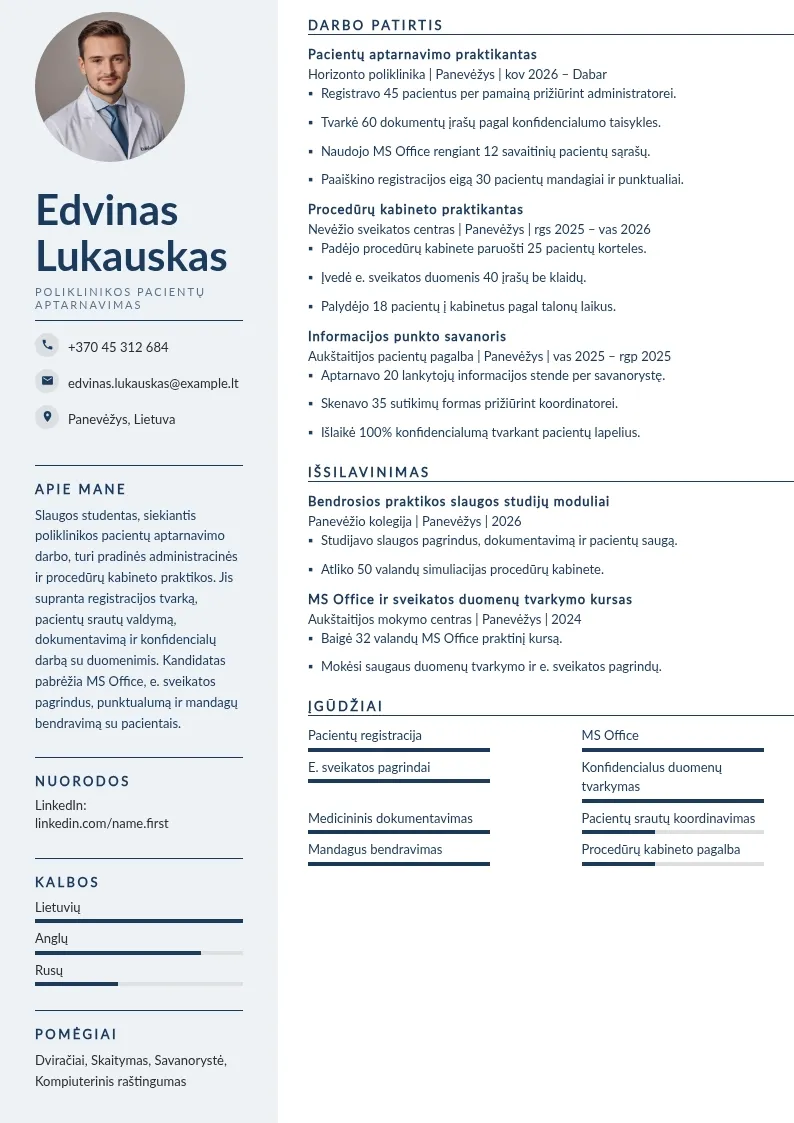 Poliklinikos pacientų aptarnavimas
