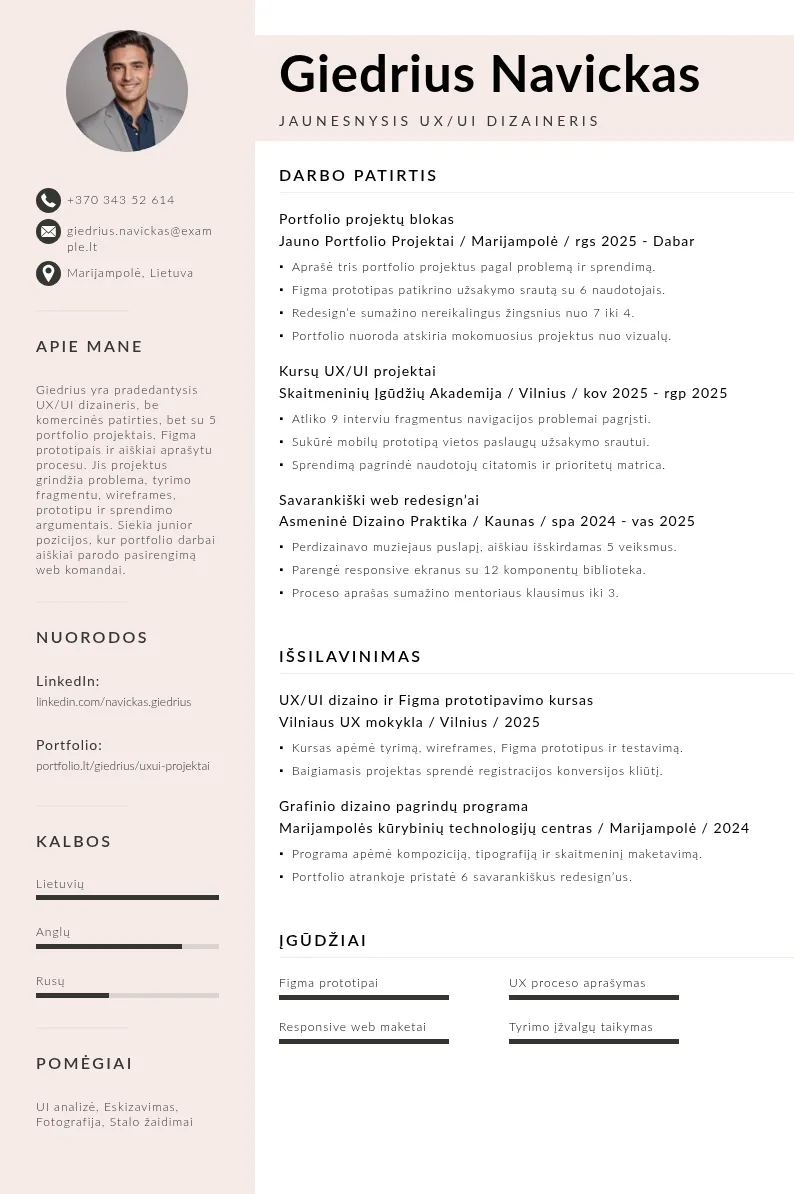 Pradedančiojo portfolio projektai