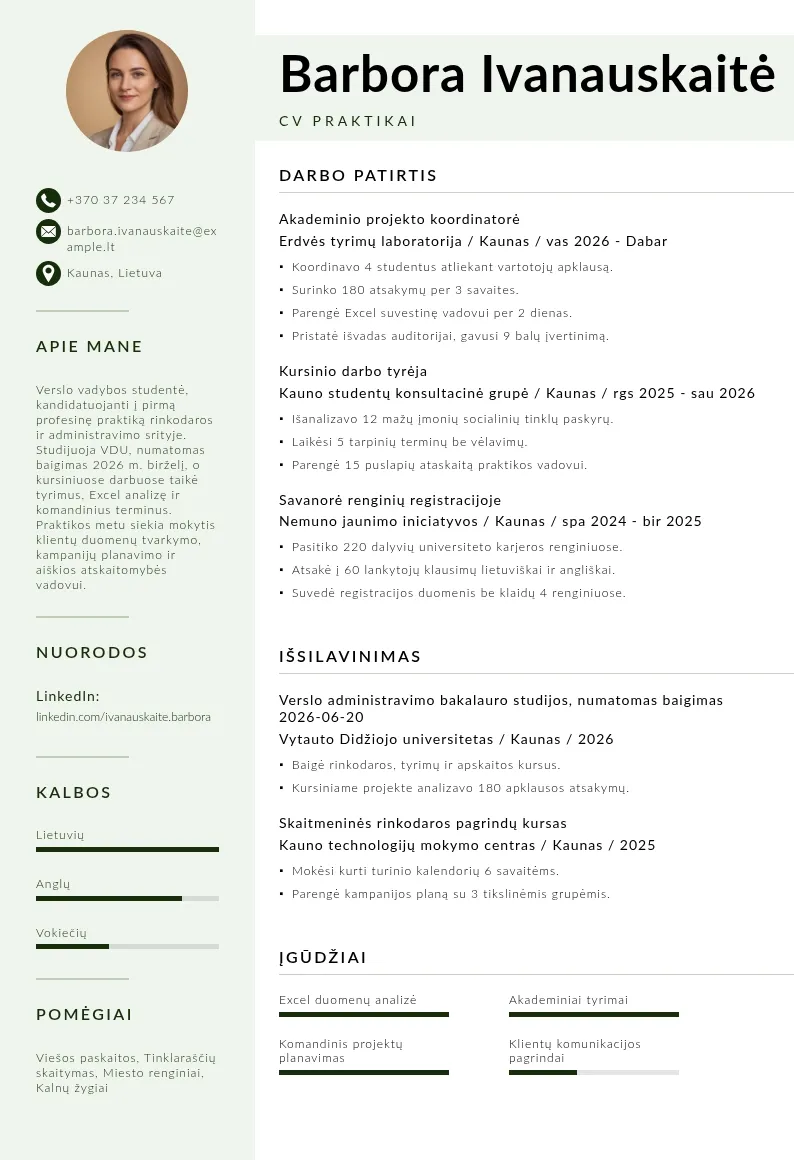 CV praktikai