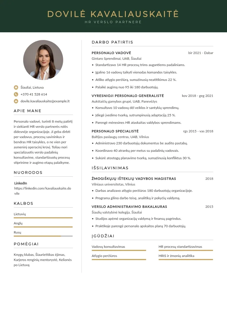 Personalo vadovo mastas