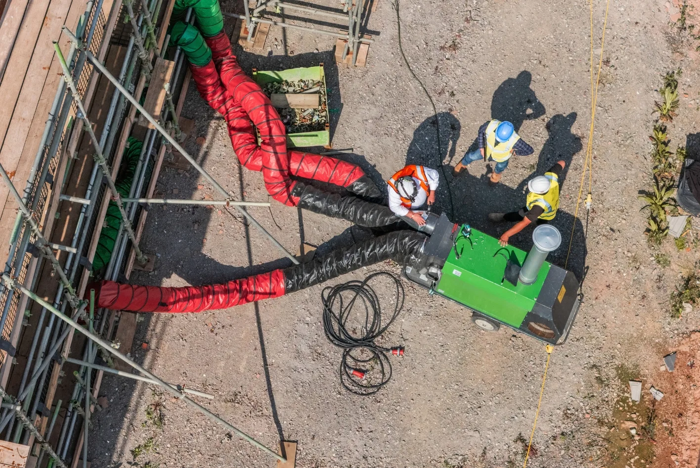 CLIMEX Indirect Oil Fired Heater on site, drying out a building