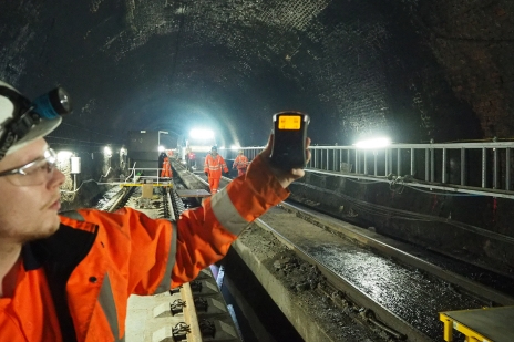 Personal monitor in use during tunnel maintenance works
