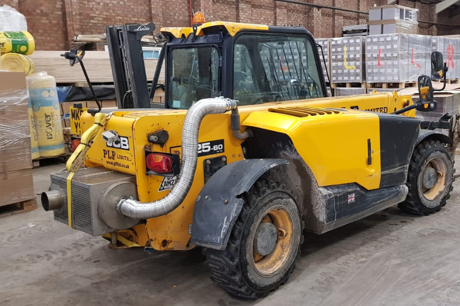 JCB vehicle with diesel filter kit attached