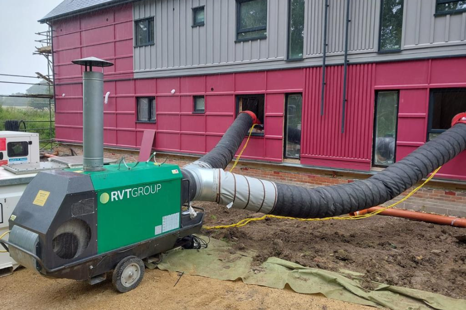 Indirect oil fired heater in use