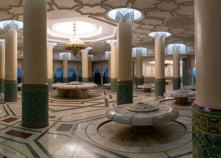 Casablanca,,Morocco, ,29,March,,2024:,Marble carved,Lotus,Flower,Spring