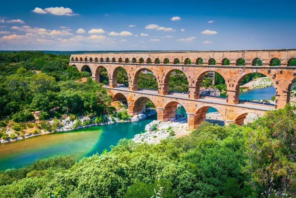 Pont,Du,Gard,,France.,Ancient,Three tiered,Aqueduct,,Built,In,Roman