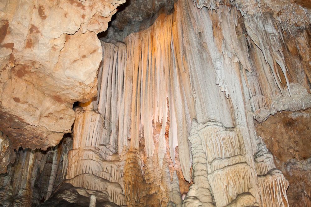 08 10 2018,Herault,France.,Stalactite,And,Stalagmite,Inside,Clamouse,Cave,,In