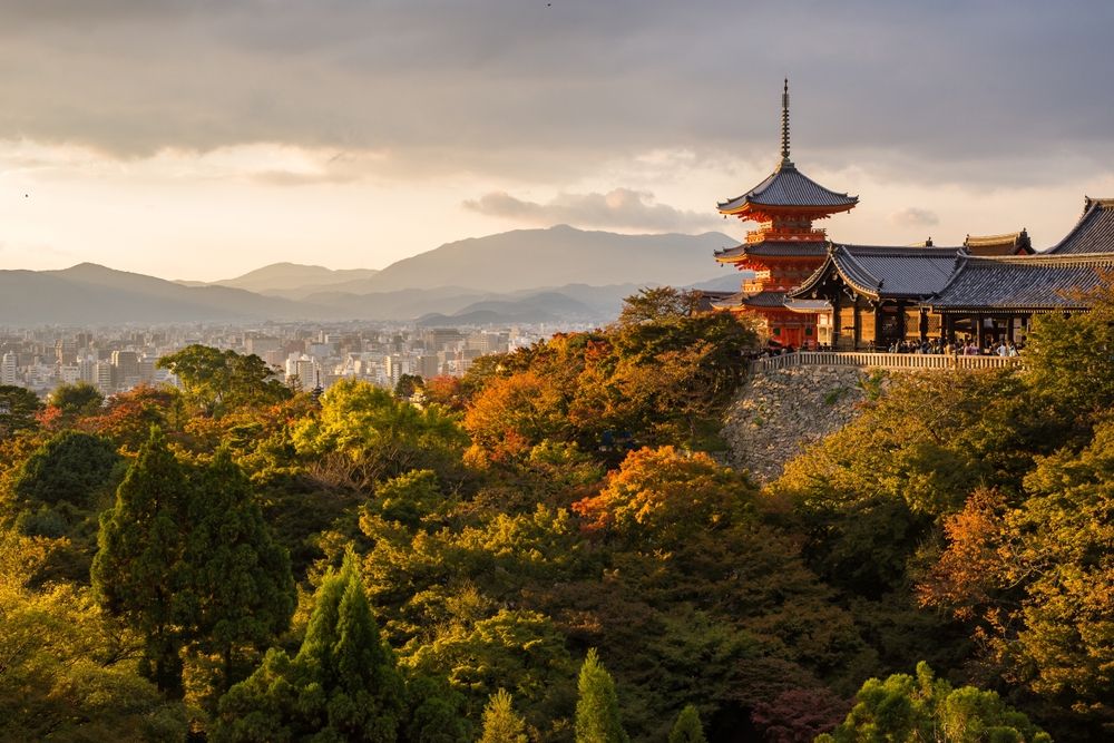 Kiyomizu dera,Temple,In,Kyoto,,Japan,,In,Beautiful,Autumn,Colors,,Evening