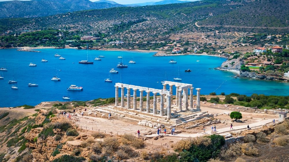 Aerial,Close,Up,View,Of,The,Ancient,Temple,Of,Poseidon