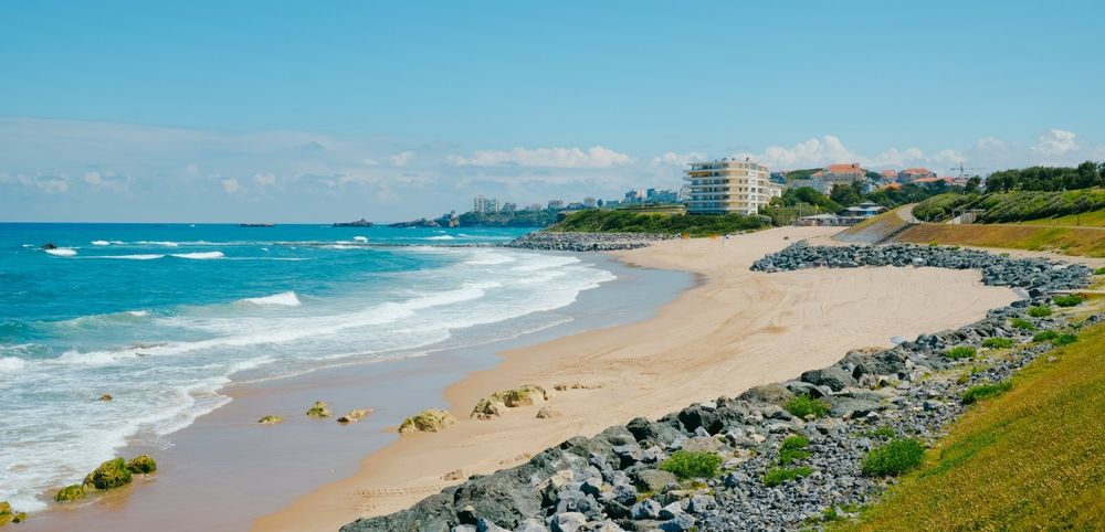 A,View,Of,The,Milady,Beach,In,Biarritz,,France,,Early