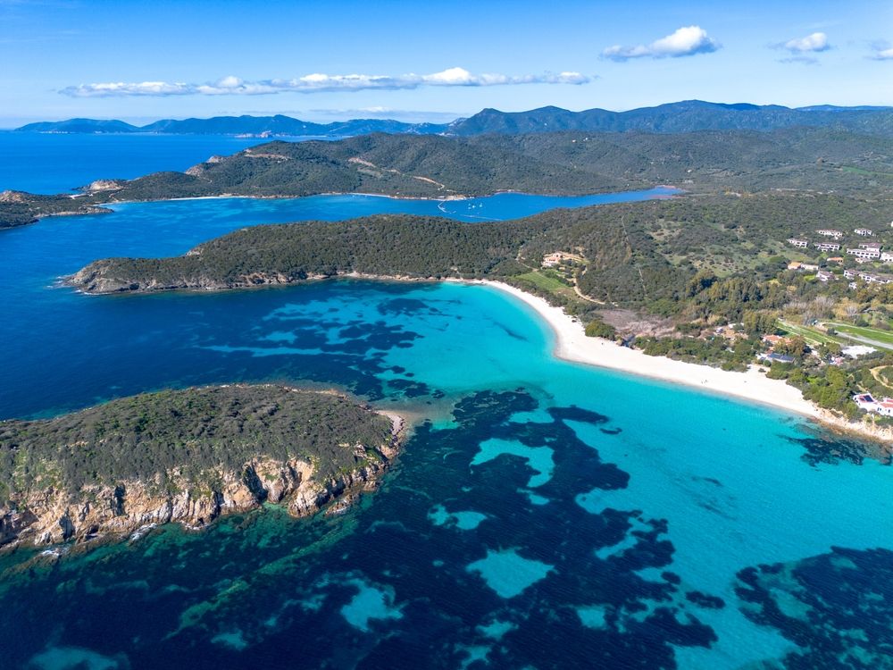 Tuerredda,Beach,Seen,From,Above,With,A,Drone,,Surrounded,By