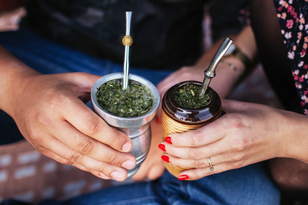Yerba,Mate,Tea,In,Bombilla.,Special,Metal,Straw.,Sout,America