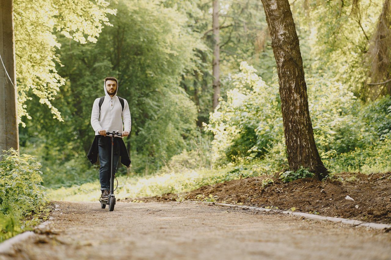 trottinette électrique forêt