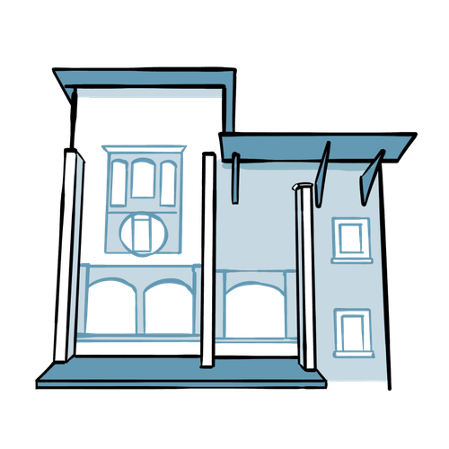 Trompe l'œil de la cour de l'Horloge