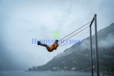 Huska i Ostangen park i Eidfjord