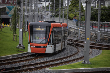 Første testkjøring med bybanen til Fyllingsdalen - Kronstad