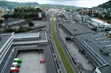 Dronebilete frå bybanebygginga over Mindemyren 7. juli 2022
