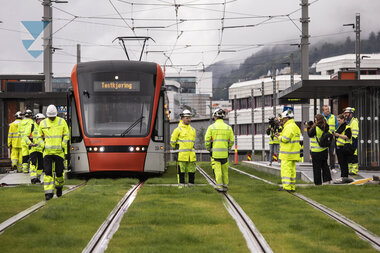 Første testkjøring med bybanen til Fyllingsdalen - Kanalveien