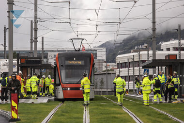 Første testkjøring med bybanen til Fyllingsdalen - Kanalveien