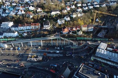 Dronebilete frå bybaneutbygginga