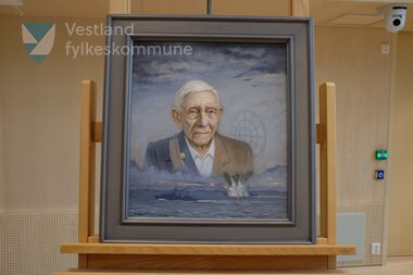 Seremoni for portrett av krigsseglar Nils Severin Økland