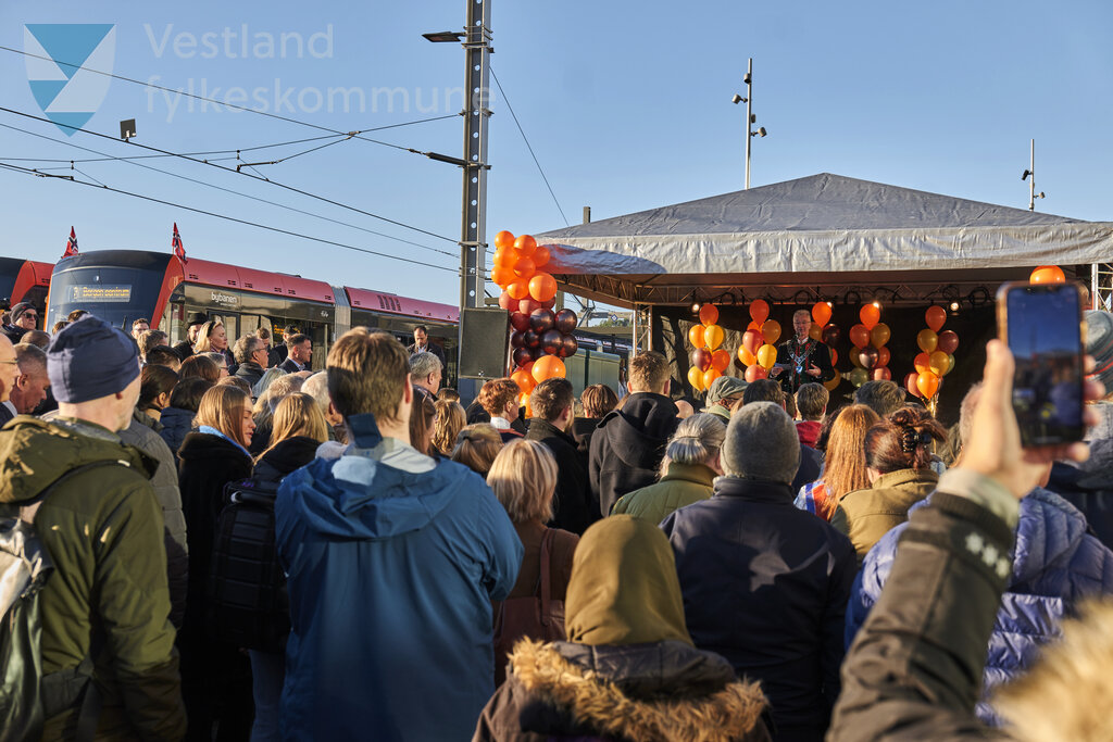 Biletet er frå markeringa av ferdig bybanelinje 2 til Fyllingsdalen 18. november 2022