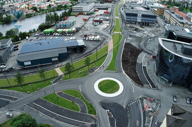 Dronebilete frå bybanebygginga over Mindemyren 7. juli 2022