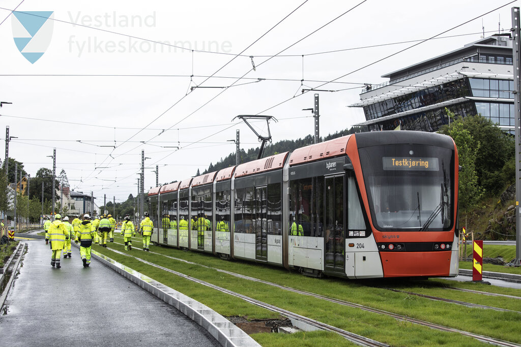 Første testkjøring med bybanen til Fyllingsdalen - Kanalveien