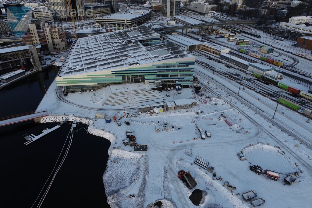 Dronebilete frå bybanetraseen ved Store Lungegårdsvann