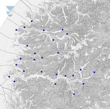Kart over alle dagsturhyttene 