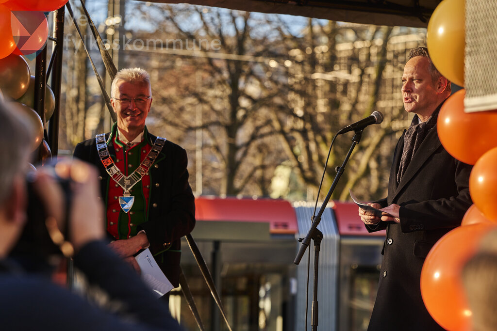 Biletet er frå markeringa av ferdig bybanelinje 2 til Fyllingsdalen 18. november 2022