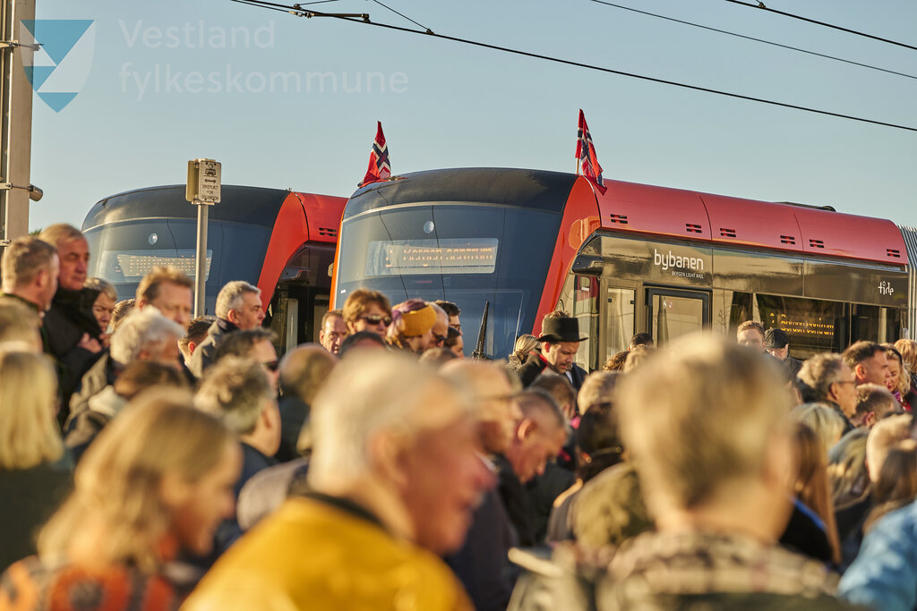 Biletet er frå markeringa av ferdig bybanelinje 2 til Fyllingsdalen 18. november 2022