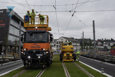 Arbeidar med kjøreledning Minde